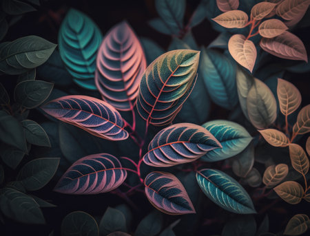 Abstract colorful foliage background created with Generative AI technologyの素材
