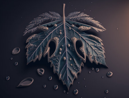 Abstract dark black leaf skeleton background created with Generative AI technologyの素材