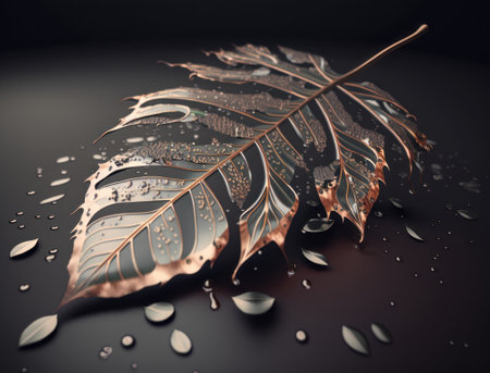 Abstract dark black leaf skeleton background created with Generative AI technologyの素材