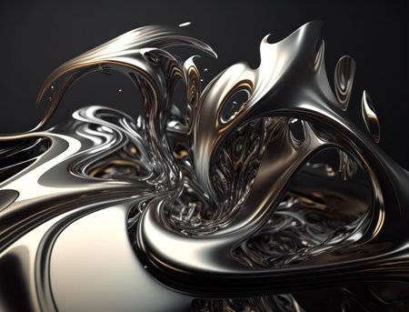 A metallic abstract wavy liquid background Generative AI technologyの素材