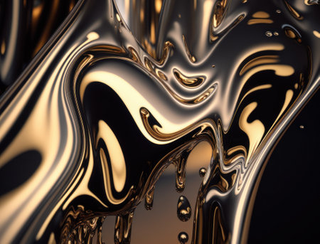 A metallic abstract wavy liquid background Generative AI technologyの素材
