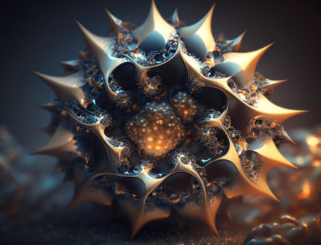 Fractal mandala Sacred geometry background created with Generative AI technologyの素材