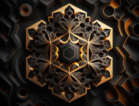 Fractal mandala Sacred geometry background created with Generative AI technologyの素材