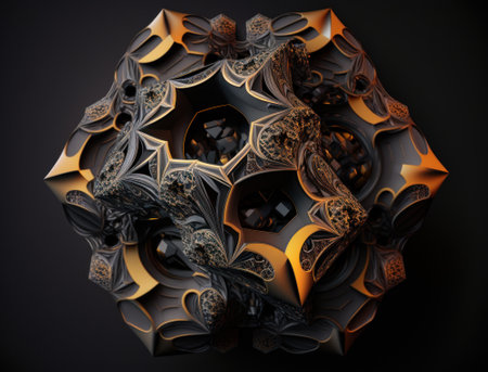 Fractal mandala Sacred geometry background created with Generative AI technologyの素材