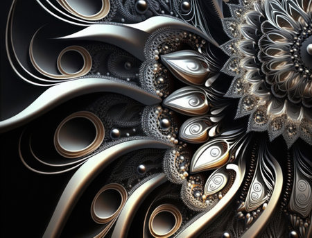 Fractal mandala Sacred geometry background created with Generative AI technologyの素材
