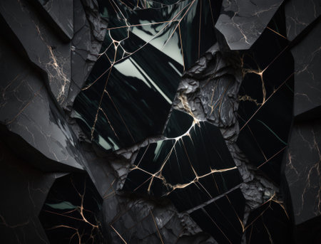 Marble stone texture background material with elements of semi-precious stones and gold created with Generative AI technologyの素材