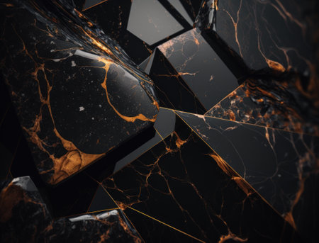 Marble stone texture background material with elements of semi-precious stones and gold created with Generative AI technologyの素材