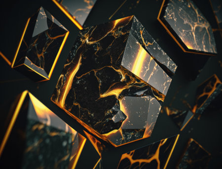 Marble stone texture background material with elements of semi-precious stones and gold created with Generative AI technologyの素材