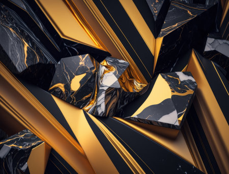 Marble stone texture background material with elements of semi-precious stones and gold created with Generative AI technologyの素材