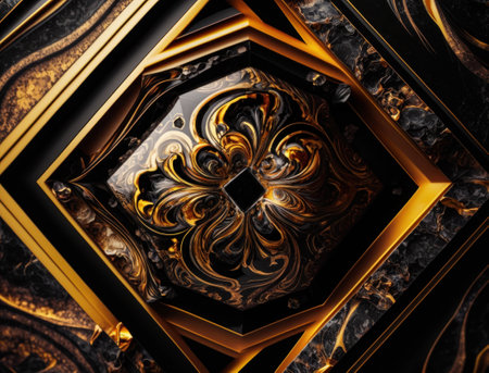 Marble stone texture background material with elements of semi-precious stones and gold created with Generative AI technologyの素材