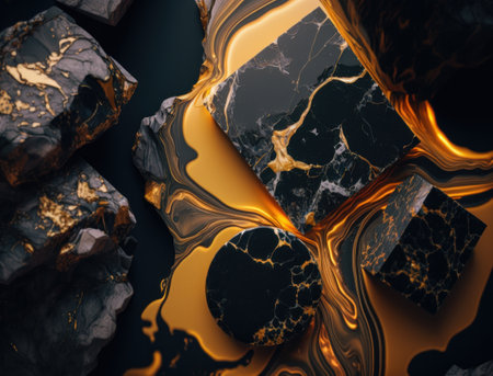 Marble stone texture background material with elements of semi-precious stones and gold created with Generative AI technologyの素材