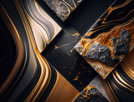 Marble stone texture background material with elements of semi-precious stones and gold created with Generative AI technologyの素材