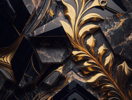 Marble stone texture background material with elements of semi-precious stones and gold created with Generative AI technologyの素材