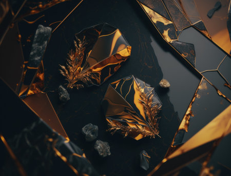 Marble stone texture background material with elements of semi-precious stones and gold created with Generative AI technologyの素材