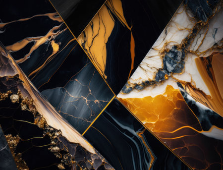Marble stone texture background material with elements of semi-precious stones and gold created with Generative AI technologyの素材