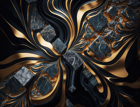 Marble stone texture background material with elements of semi-precious stones and gold created with Generative AI technologyの素材