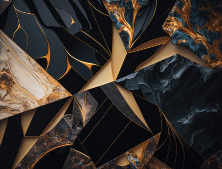 Marble stone texture background material with elements of semi-precious stones and gold created with Generative AI technologyの素材