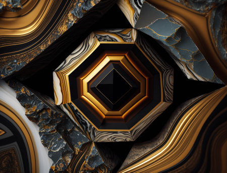 Marble stone texture background material with elements of semi-precious stones and gold created with Generative AI technologyの素材