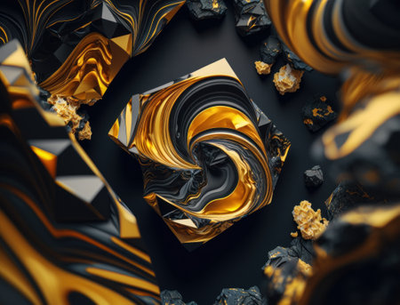 Marble stone texture background material with elements of semi-precious stones and gold created with Generative AI technologyの素材
