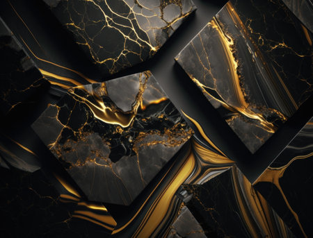 Marble stone texture background material with elements of semi-precious stones and gold created with Generative AI technologyの素材