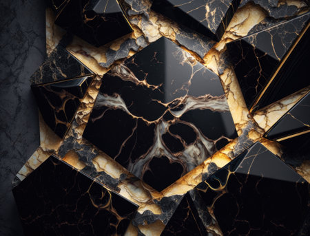 Marble stone texture background material with elements of semi-precious stones and gold created with Generative AI technologyの素材