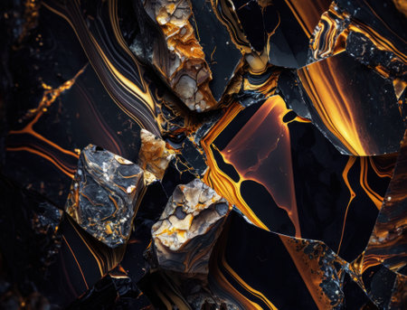 Marble stone texture background material with elements of semi-precious stones and gold created with Generative AI technologyの素材