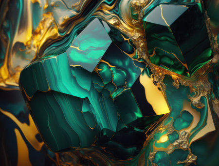 Marble stone texture background material with elements of semi-precious stones and gold created with Generative AI technologyの素材