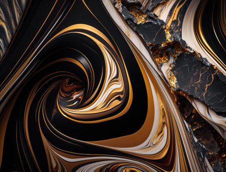 Marble stone texture background material with elements of semi-precious stones and gold created with Generative AI technologyの素材