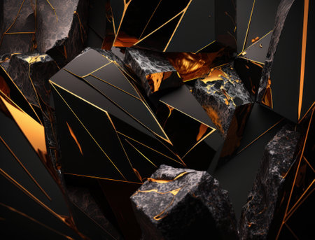 Marble stone texture background material with elements of semi-precious stones and gold created with Generative AI technologyの素材
