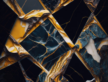 Marble stone texture background material with elements of semi-precious stones and gold created with Generative AI technologyの素材