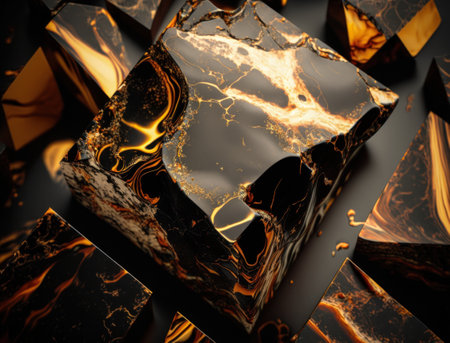 Marble stone texture background material with elements of semi-precious stones and gold created with Generative AI technologyの素材