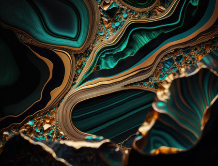 Marble stone texture background material with elements of semi-precious stones and gold created with Generative AI technologyの素材