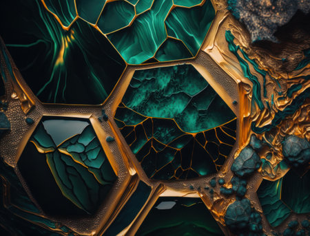 Marble stone texture background material with elements of semi-precious stones and gold created with Generative AI technologyの素材