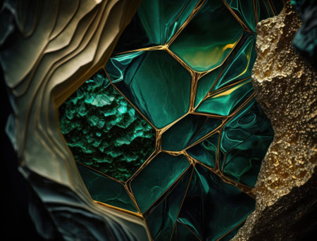 Marble stone texture background material with elements of semi-precious stones and gold created with Generative AI technologyの素材