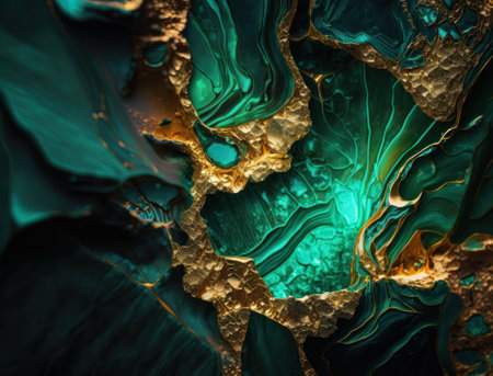 Marble stone texture background material with elements of semi-precious stones and gold created with Generative AI technologyの素材