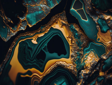 Marble stone texture background material with elements of semi-precious stones and gold created with Generative AI technologyの素材
