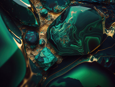 Marble stone texture background material with elements of semi-precious stones and gold created with Generative AI technologyの素材