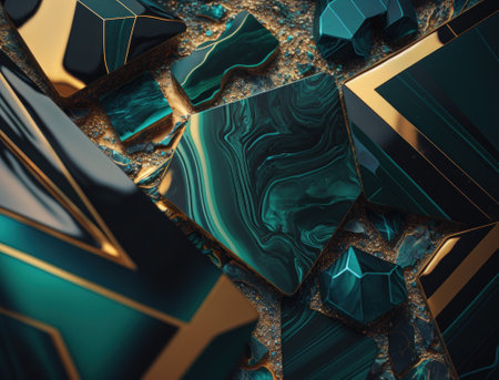 Marble stone texture background material with elements of semi-precious stones and gold created with Generative AI technologyの素材