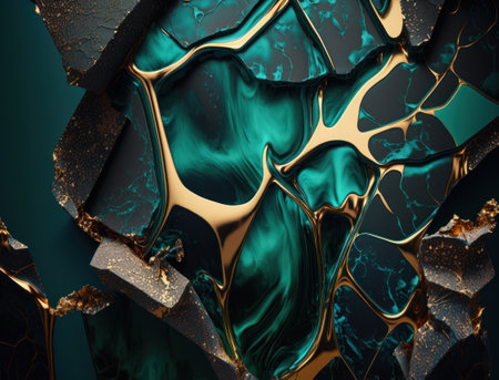 Marble stone texture background material with elements of semi-precious stones and gold created with Generative AI technologyの素材