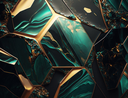 Marble stone texture background material with elements of semi-precious stones and gold created with Generative AI technologyの素材