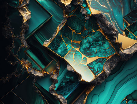 Marble stone texture background material with elements of semi-precious stones and gold created with Generative AI technologyの素材