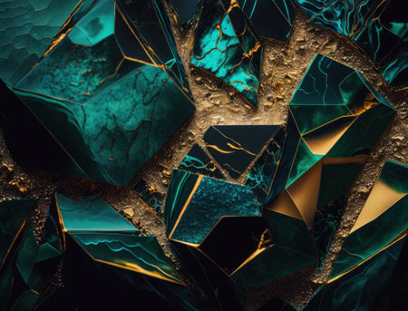 Marble stone texture background material with elements of semi-precious stones and gold created with Generative AI technologyの素材