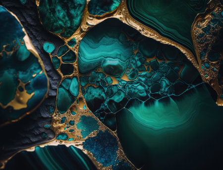 Marble stone texture background material with elements of semi-precious stones and gold created with Generative AI technologyの素材