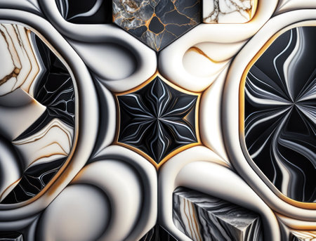 Marble stone texture background material with elements of semi-precious stones and gold created with Generative AI technologyの素材