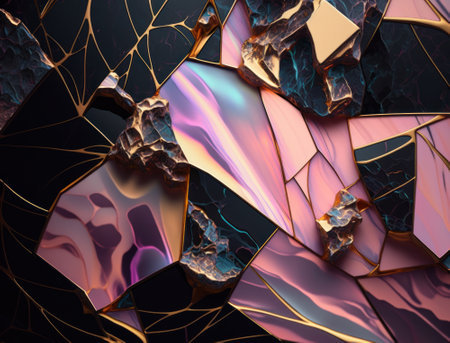 Marble stone texture background material with elements of semi-precious stones and gold created with Generative AI technologyの素材
