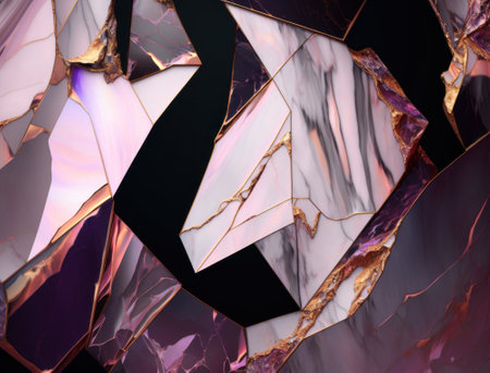 Marble stone texture background material with elements of semi-precious stones and gold created with Generative AI technologyの素材