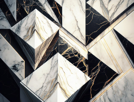 Marble stone texture background material with elements of semi-precious stones and gold created with Generative AI technologyの素材