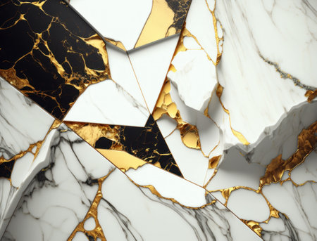 Marble stone texture background material with elements of semi-precious stones and gold created with Generative AI technologyの素材