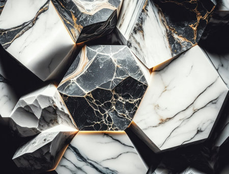 Marble stone texture background material with elements of semi-precious stones and gold created with Generative AI technologyの素材