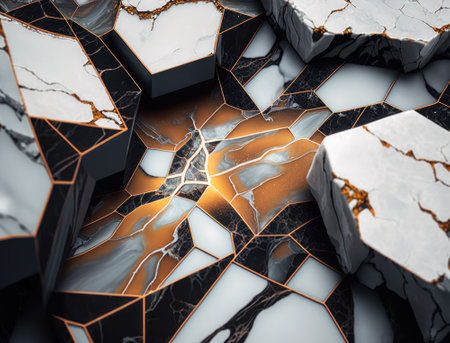 Marble stone texture background material with elements of semi-precious stones and gold created with Generative AI technologyの素材